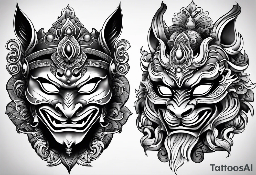 hanya mask on the shoulder, tattoo idea