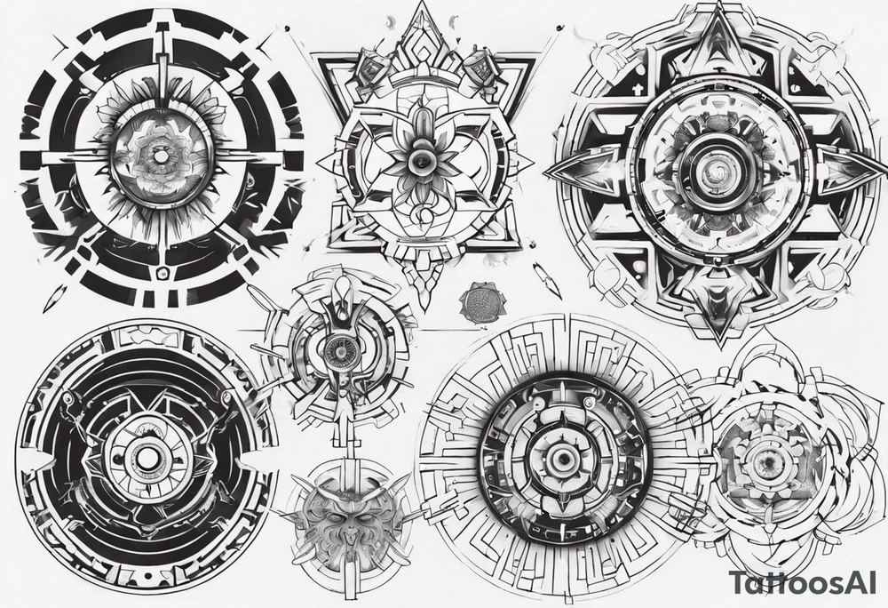 Make a mandala with a futuristic and cyberpunk look tattoo idea