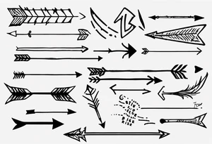 I want a very thin plain arrow going through the sentence “still i rise” which uses a handwritten thin spaced out font tattoo idea