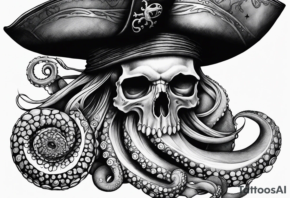Pirate hat, octopus, snail tattoo idea
