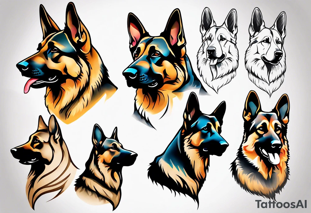 German shepherd profile tattoo idea