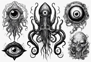 lovecraft them with eye and tentacle tattoo idea
