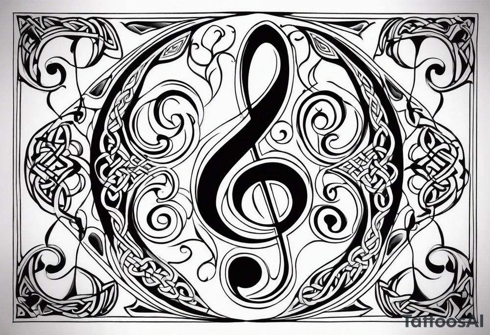 Celtic style bass clef tattoo idea