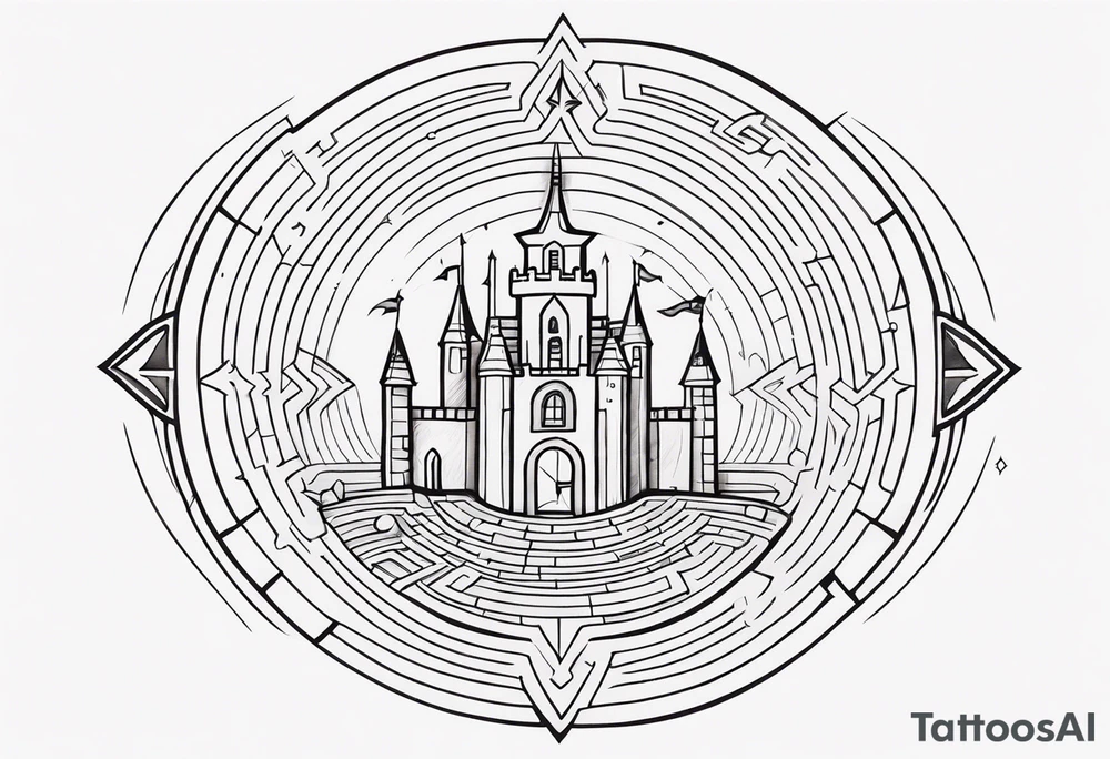 Labyrinth, Castle, North Star tattoo idea