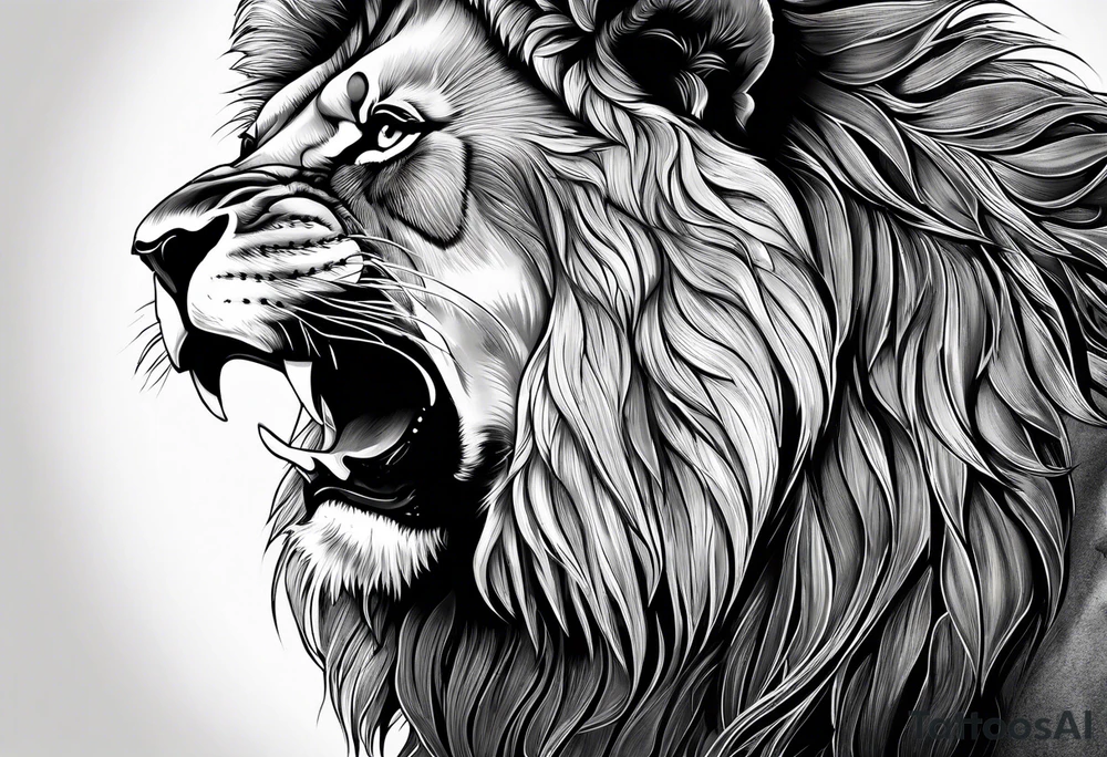 powerful majestic lion, close-up tattoo idea