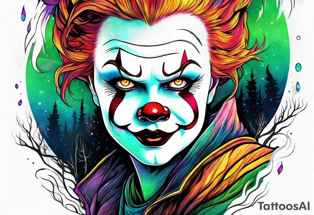 Northern lights with pennywise tattoo idea