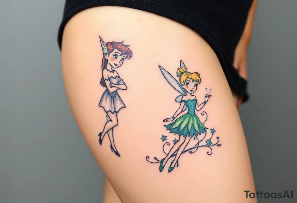 Peter pan, Wendy, Tinker Bell and Winter Tinker bell tattoo idea