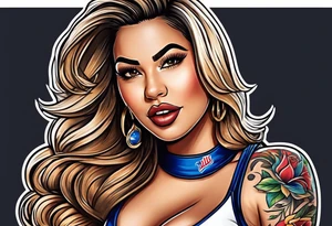 Thick latina woman in a bills cheerleader outfit tattoo idea