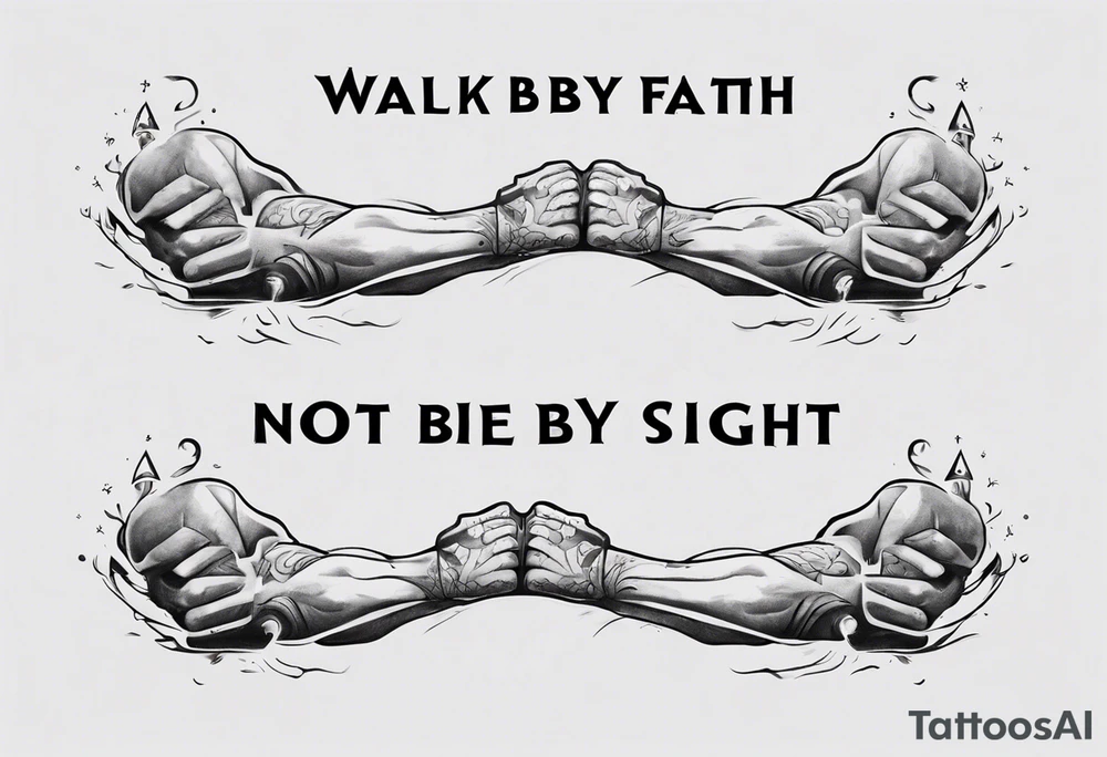 Horizontal inner bicep tattoo. “walk by faith, not by sight” modern tattoo tattoo idea