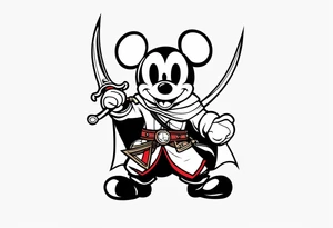 mickey mouse as assassins creed with blade tattoo idea
