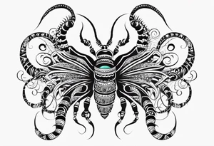 Long many legs tribal centipede tattoo idea