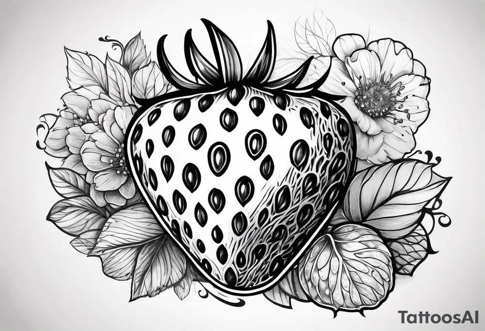 Single Strawberry tattoo idea