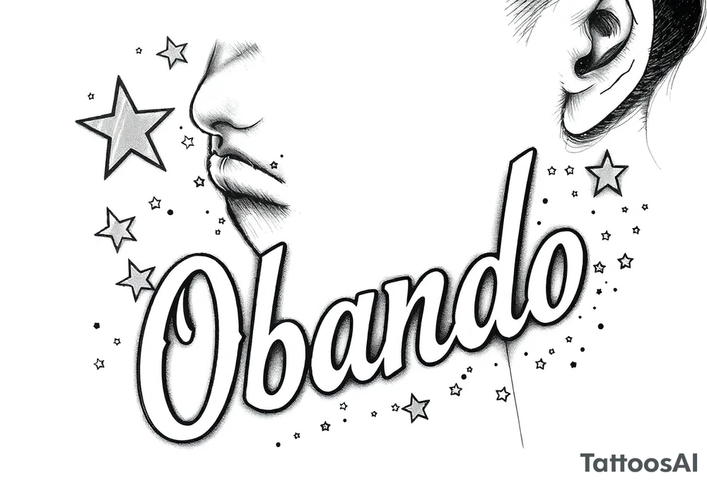 last Name Obando with stars tattoo idea