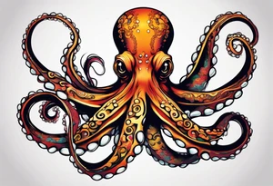 Electric octopus peacefull tattoo idea