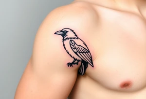 Geometric Perched Raven with linework around it. tattoo idea