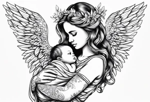 Angel holding a baby tattoo idea