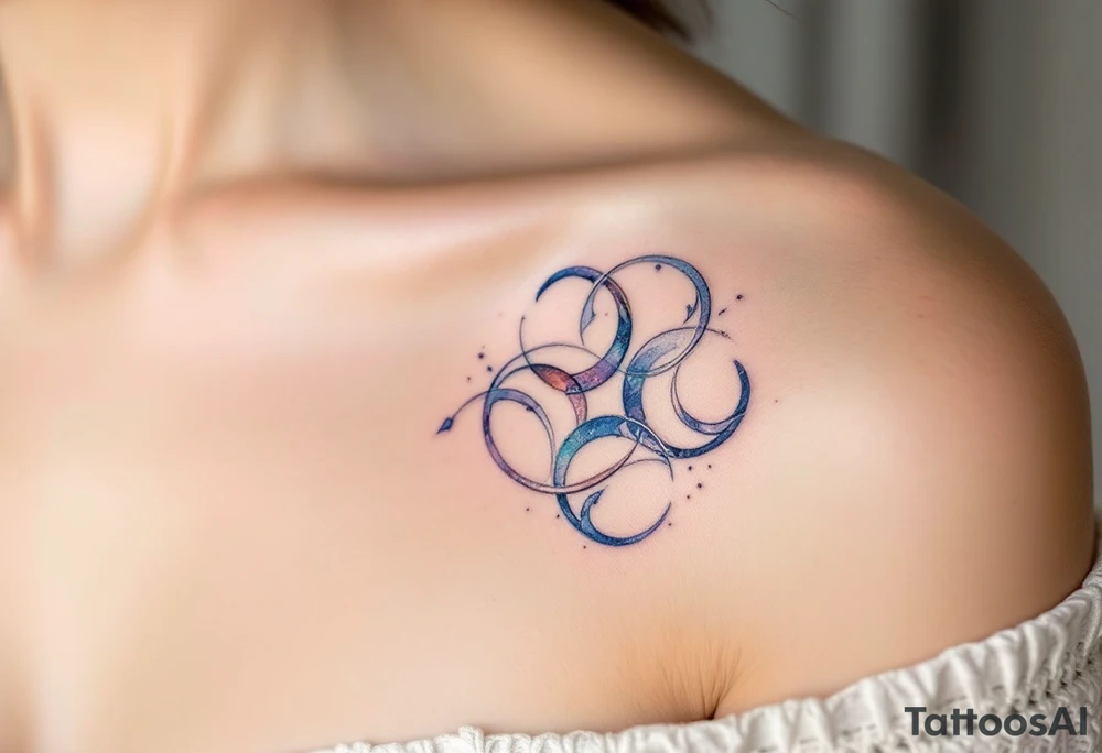 Delicate soft grays, blues, and whites, creating three triskelion spirals. tattoo idea