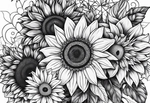 Word family with sunflowers tattoo idea