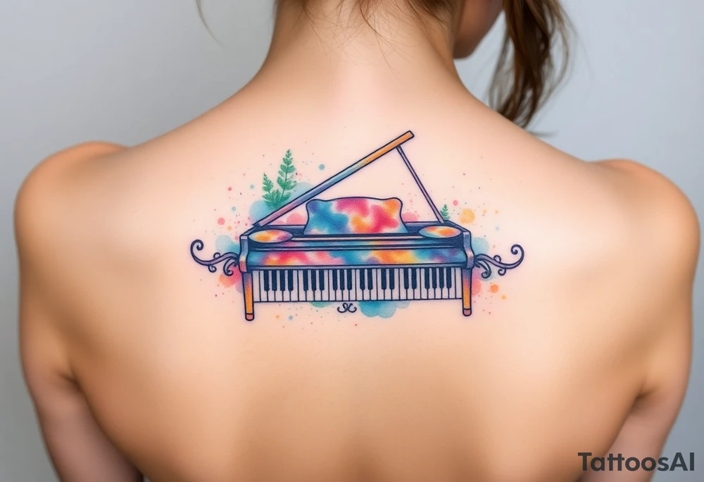 Colorful piano tattoo idea