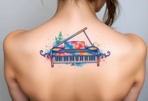 Colorful piano tattoo idea