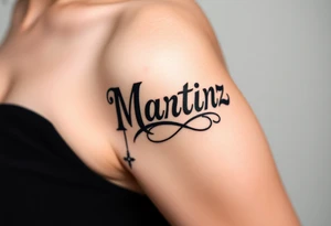 Martinez tribal lettering ,shoulder dropping down to arm tattoo idea