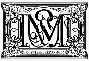 monogram tattoo using all the letters in STEVE and BREANNA in large block lettering tattoo idea