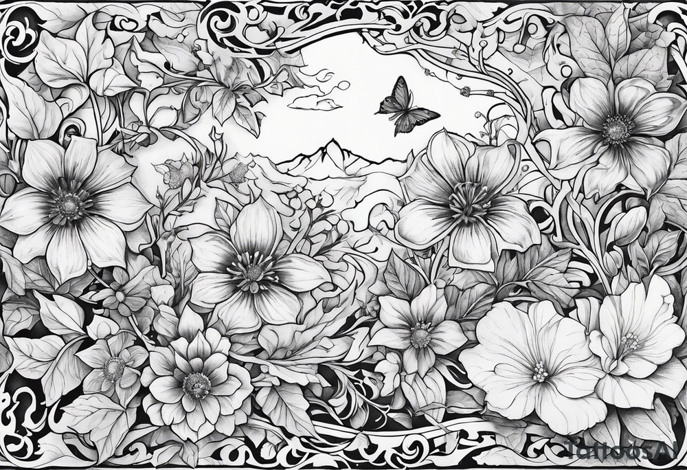 Wildflowers, ivy vine tattoo idea