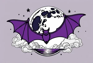 Purple bats and moon tattoo idea