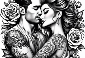 Dancing couple on a rose tattoo idea