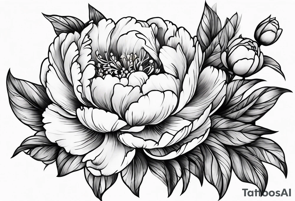 Peony garden ankle tattoo idea