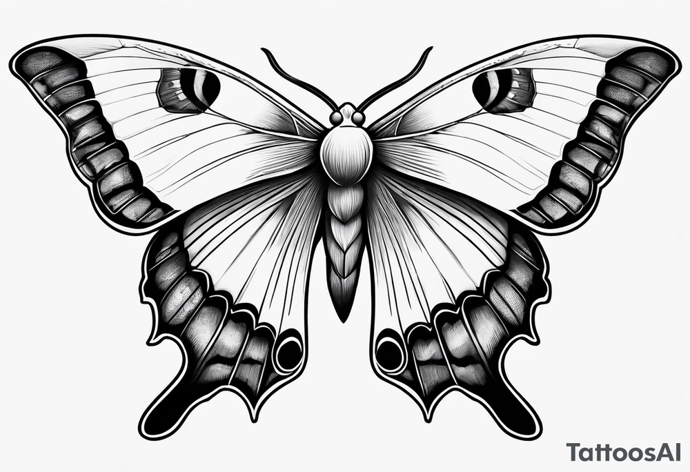 black and white luna moth tattoo with shading tattoo idea