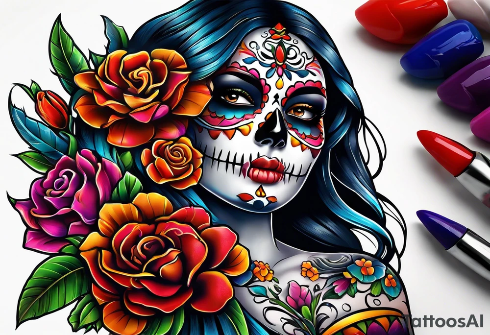 Mexico day of dead tattoo idea