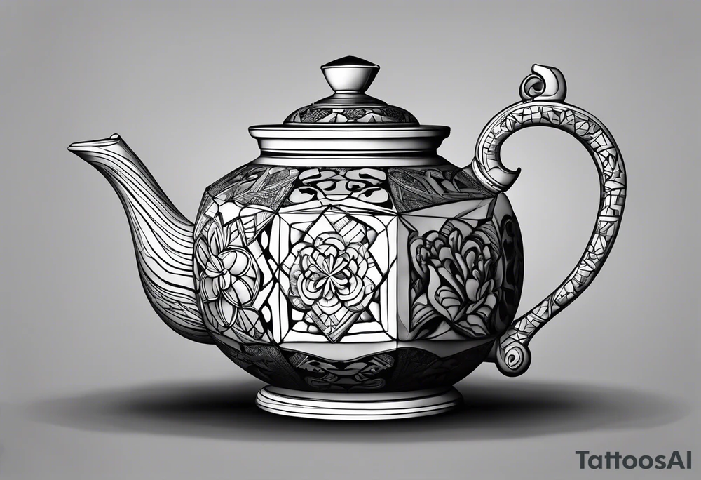 Teapot with 3-d cube tattoo idea