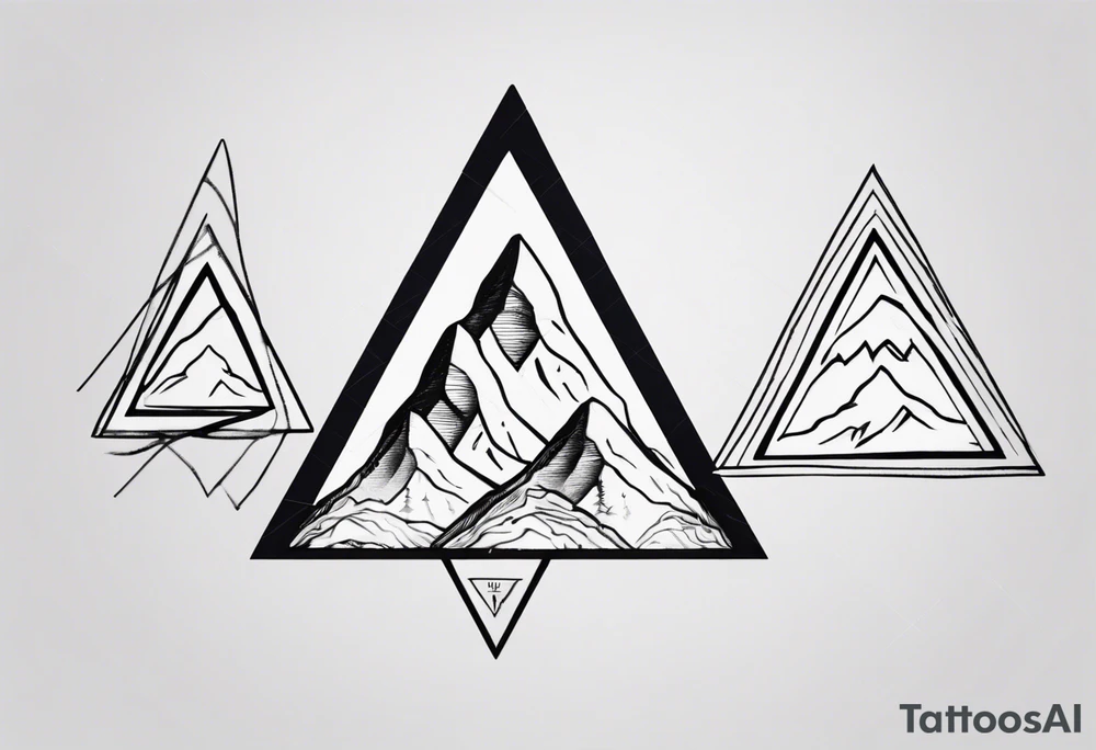 Four peak triangle mountains all connected tattoo idea