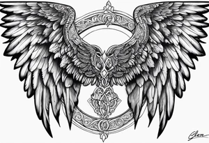 Angel Wings with the word Glenn in the middle tattoo idea