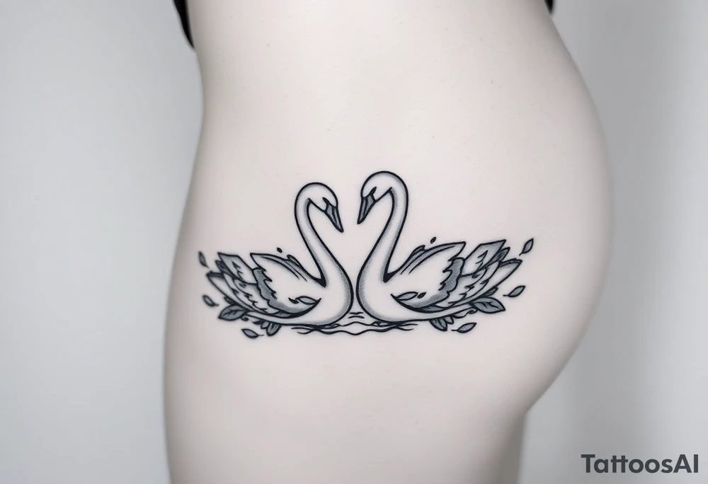 Peaceful swans feminine strength tattoo idea