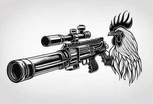 rooster machine gun tattoo idea