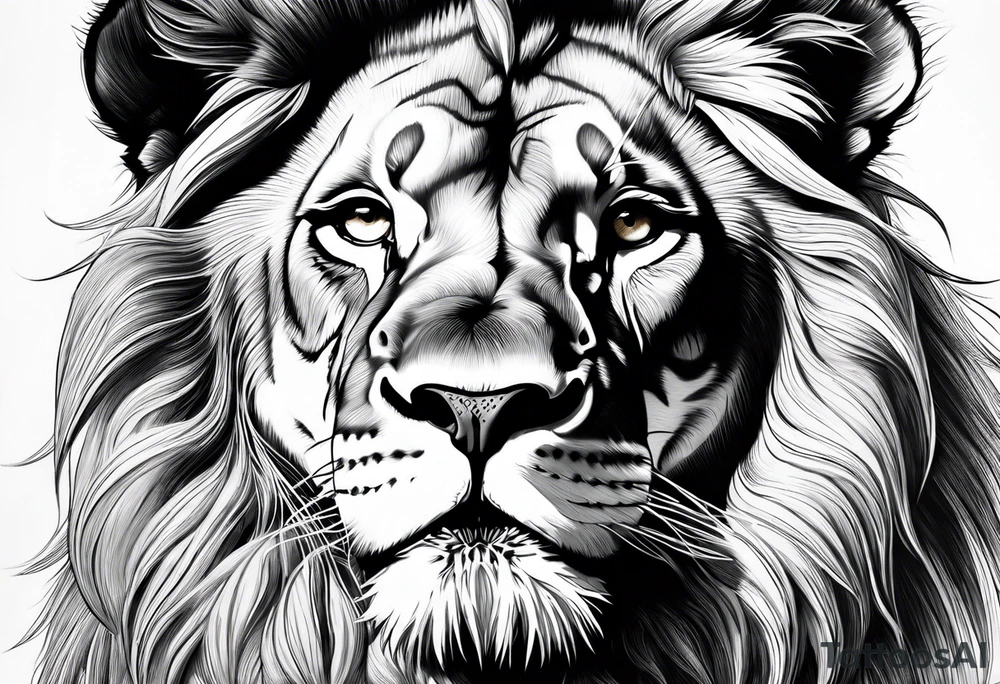 powerful majestic lion, close-up tattoo idea
