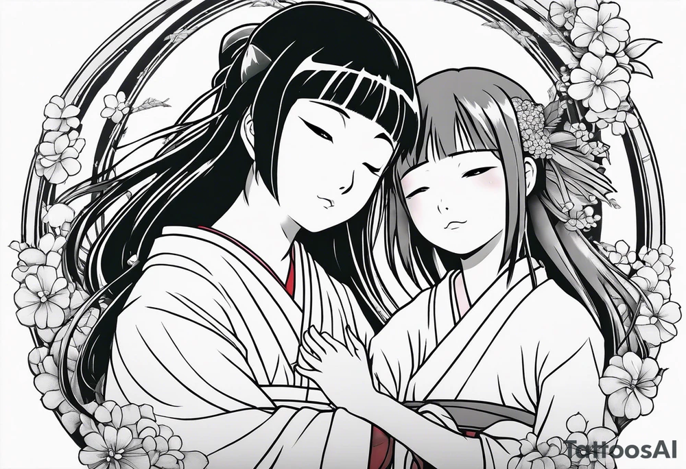 Spirited away Haku Chihiro hugging tattoo idea