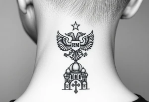 Top: Russian star 
Middle: russian double-headed eagle coat of arms
Bottom: Orthodox church dome with a cross tattoo idea