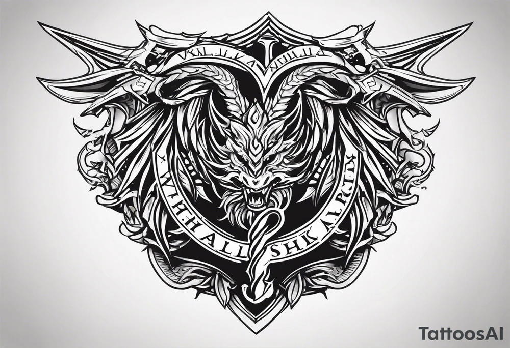 Valhalla sword shield dragon axe valkyrie tattoo idea