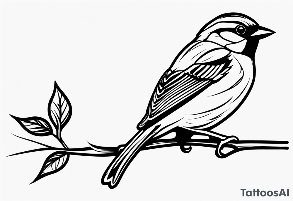 a tree branch and sparrow tattoo idea