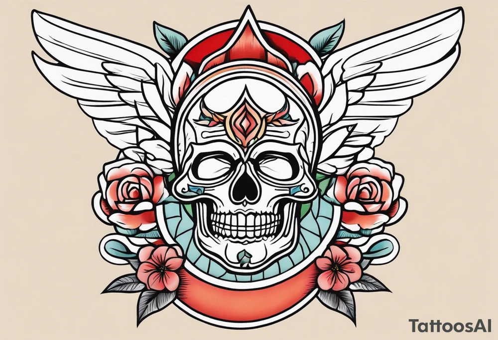 heaven vintage tattoo style old school traditional bold color tattoo idea
