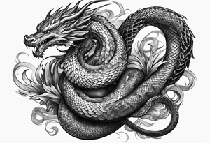Snake dragon phoenix tattoo idea