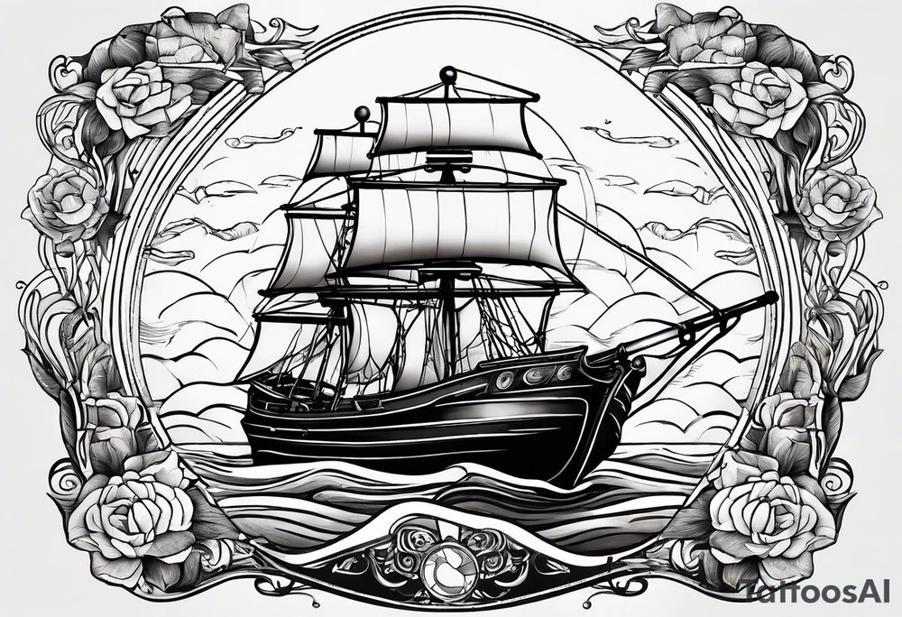 boat, sun, earth tattoo idea