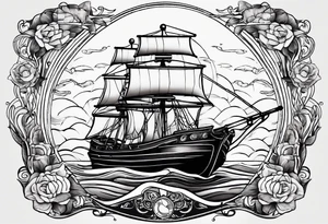boat, sun, earth tattoo idea