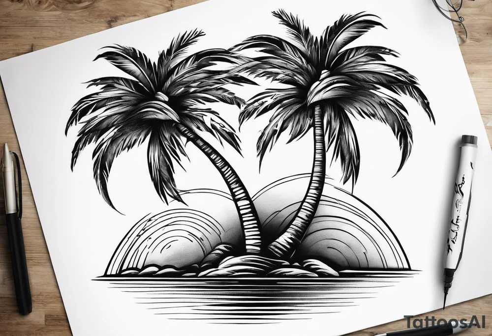 palm tree without leaves tattoo idea