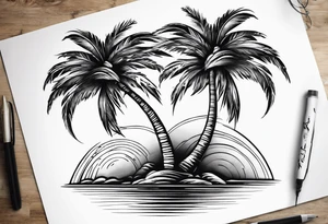 palm tree without leaves tattoo idea