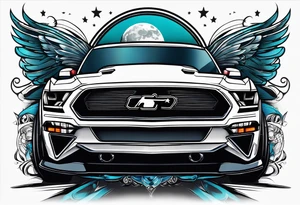 sacred moon
Muscle mustang car tattoo idea