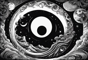 Large black hole swallowing earth. as Earth is swallowed space and time is stretched and deformed tattoo idea